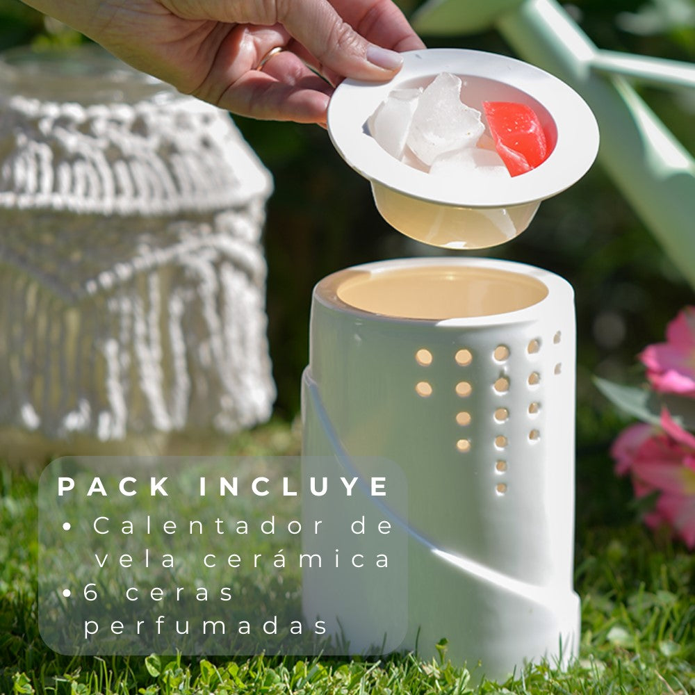 Calentador de Velas Cerámico Blanco ABB4US – Difusor de Aromas Decorativo