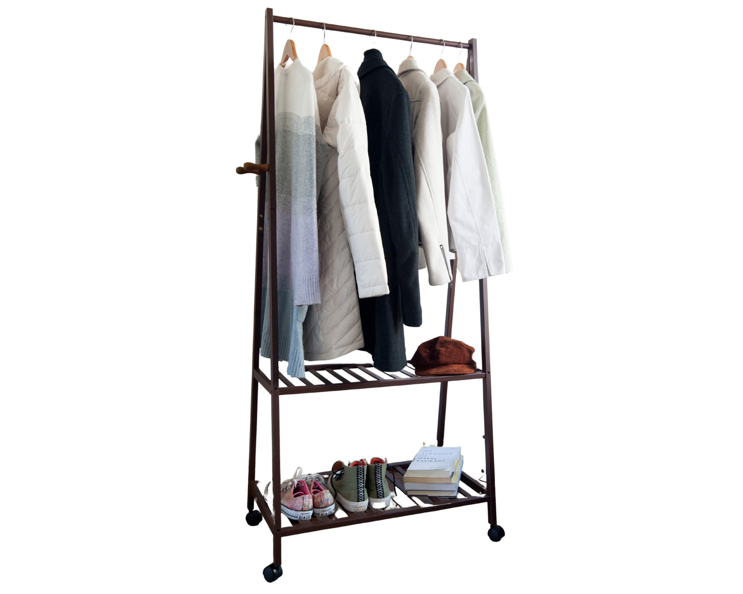 Perchero de Bambú con Estantes y Ruedas ABB4US