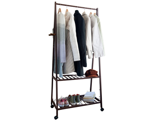 Perchero de Bambú con Estantes y Ruedas ABB4US