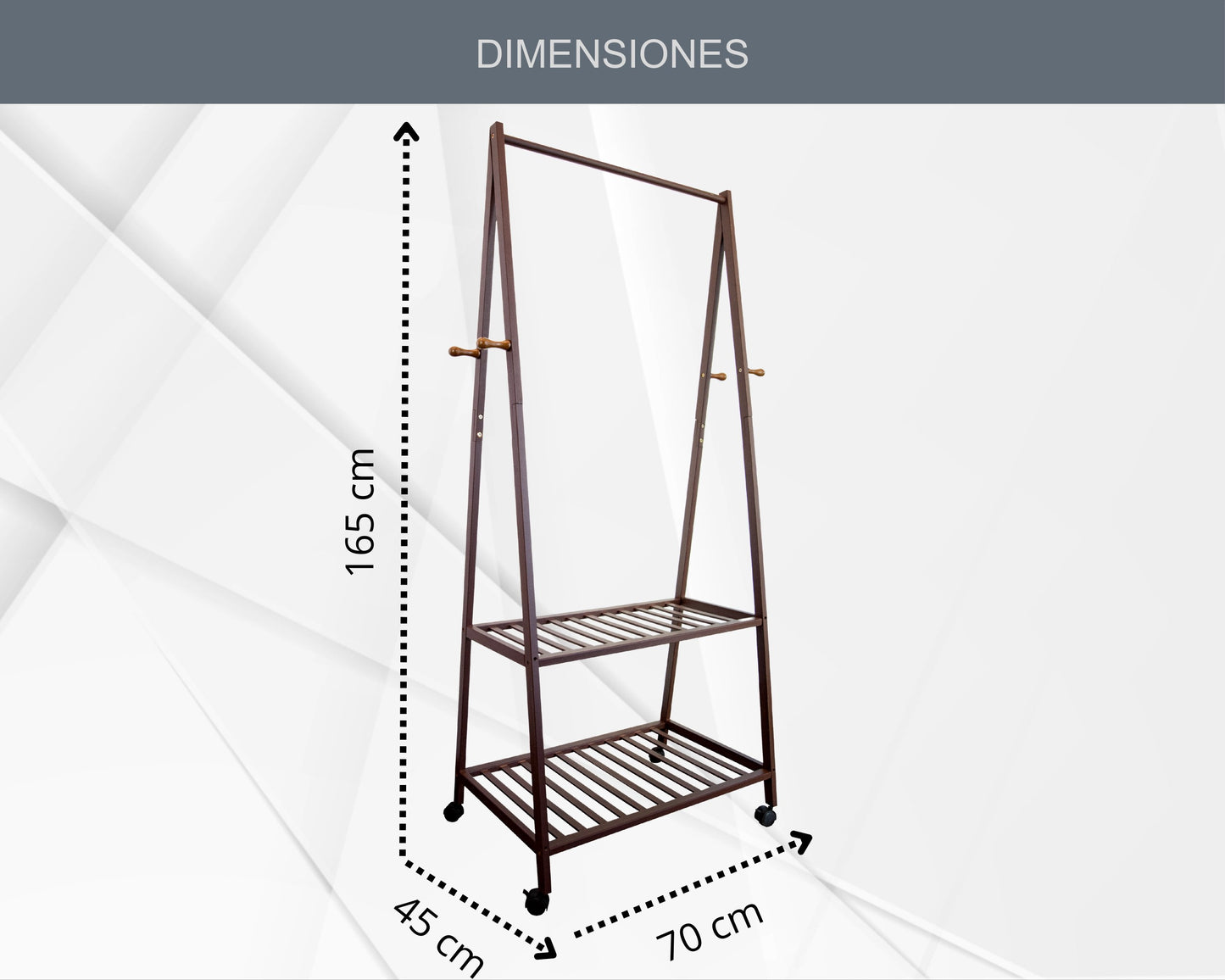 Perchero de Bambú con Estantes y Ruedas ABB4US