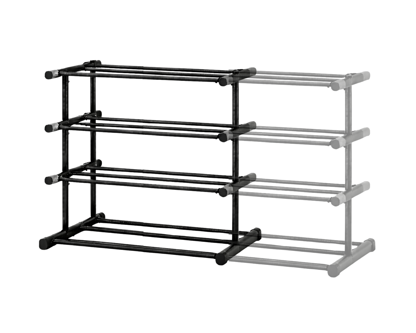 Étagère à chaussures en métal à 4 niveaux | Extensible | Hauteur et profondeur réglables | Rangement pour 20 paires de chaussures