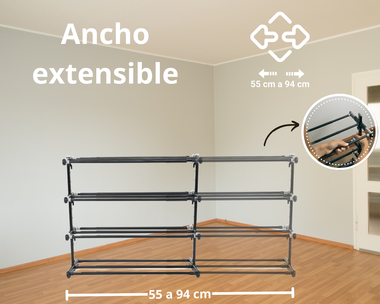 Zapatero Extensible de 4 Niveles ABB4US – Organizador de Calzado Metálico