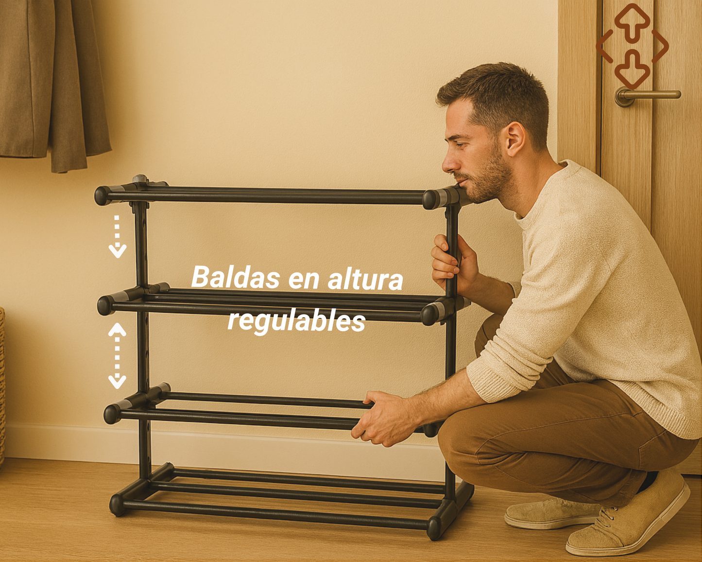 Étagère à chaussures en métal à 4 niveaux | Extensible | Hauteur et profondeur réglables | Rangement pour 20 paires de chaussures