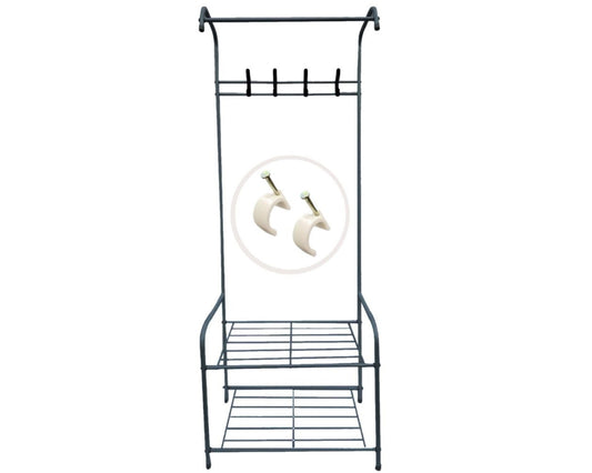 Perchero de Pie Zapatero | Perchero Entrada Recibidor para Hogar | Perchero de Ropa con 4 Ganchos y 2 Piezas de Fijación | Dormitorio Pasillo | Estable | Ahorra Espacio | Negro