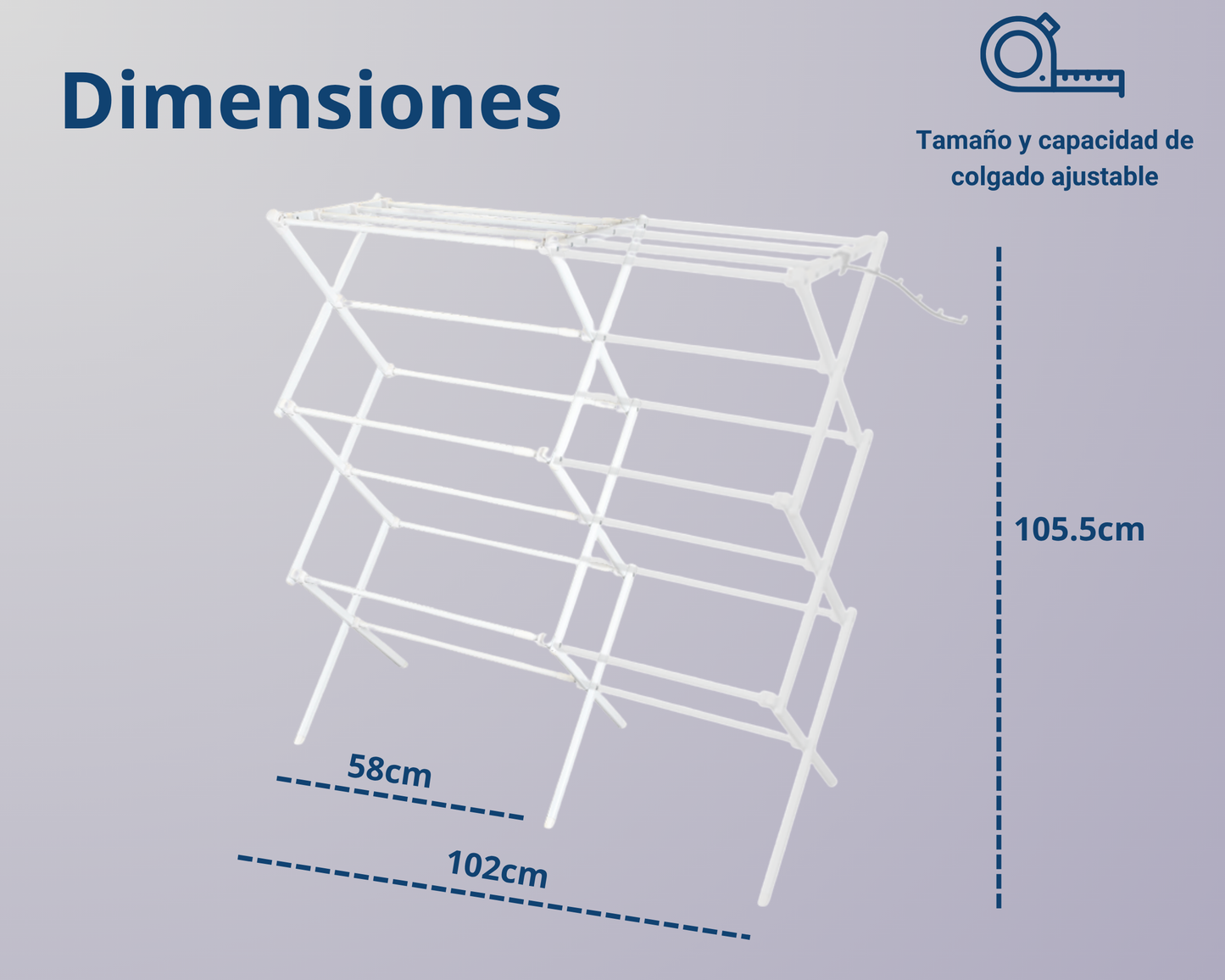 Tendedero Extensible y Plegable ABB4US con Brazos para Perchas
