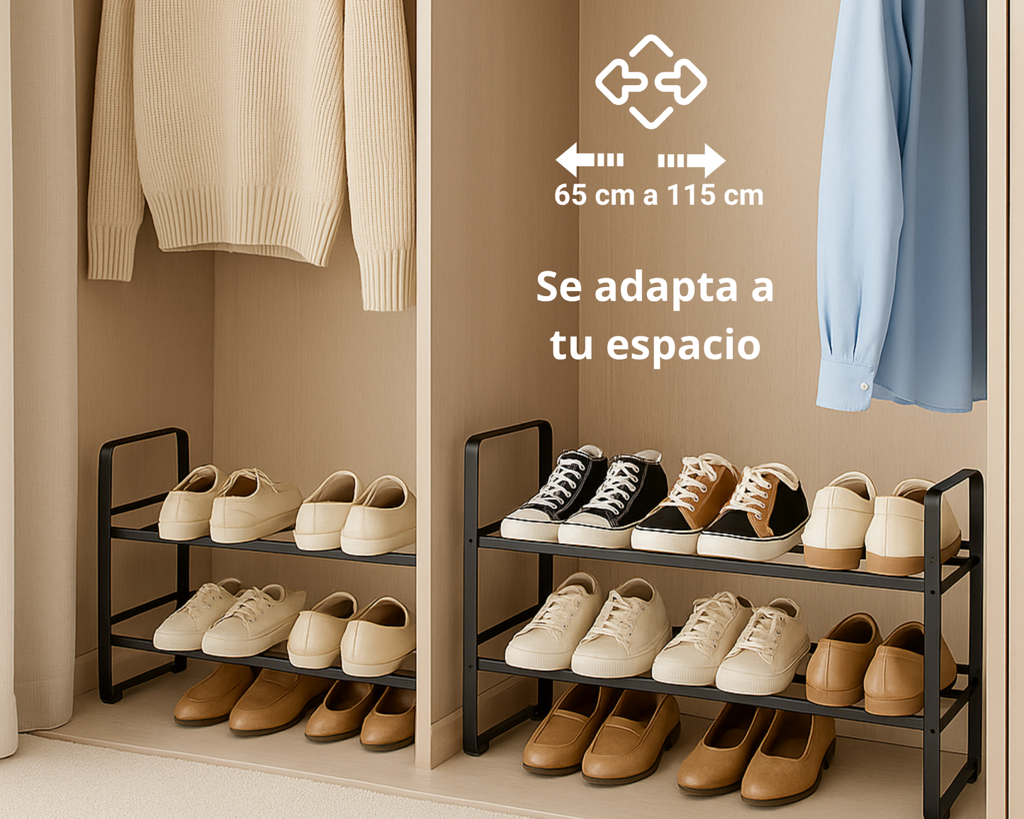 Zapatero Extensible de 2 Niveles ABB4US – Organizador de Zapatos Ajustable