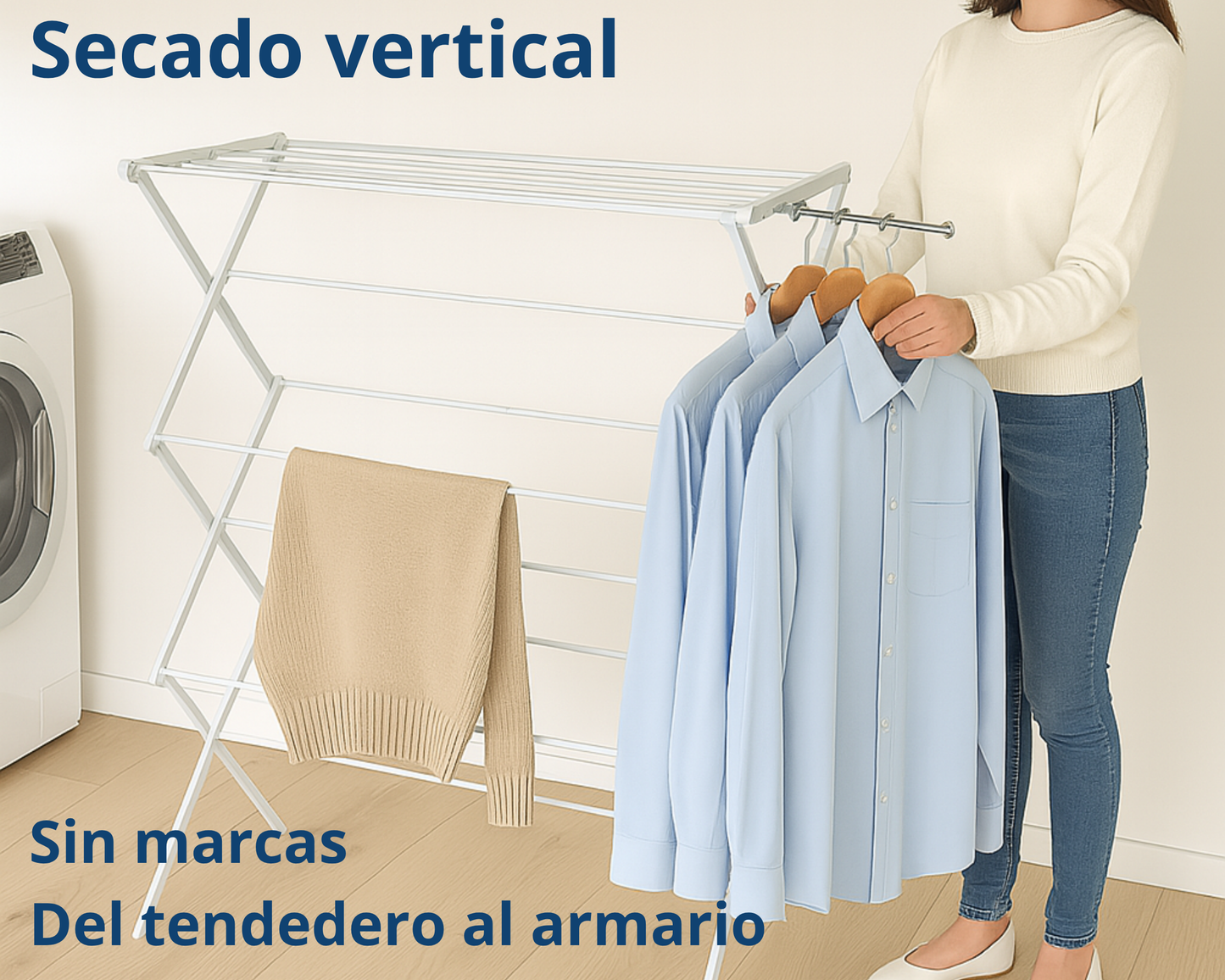 Tendedero Extensible y Plegable ABB4US con Brazos para Perchas