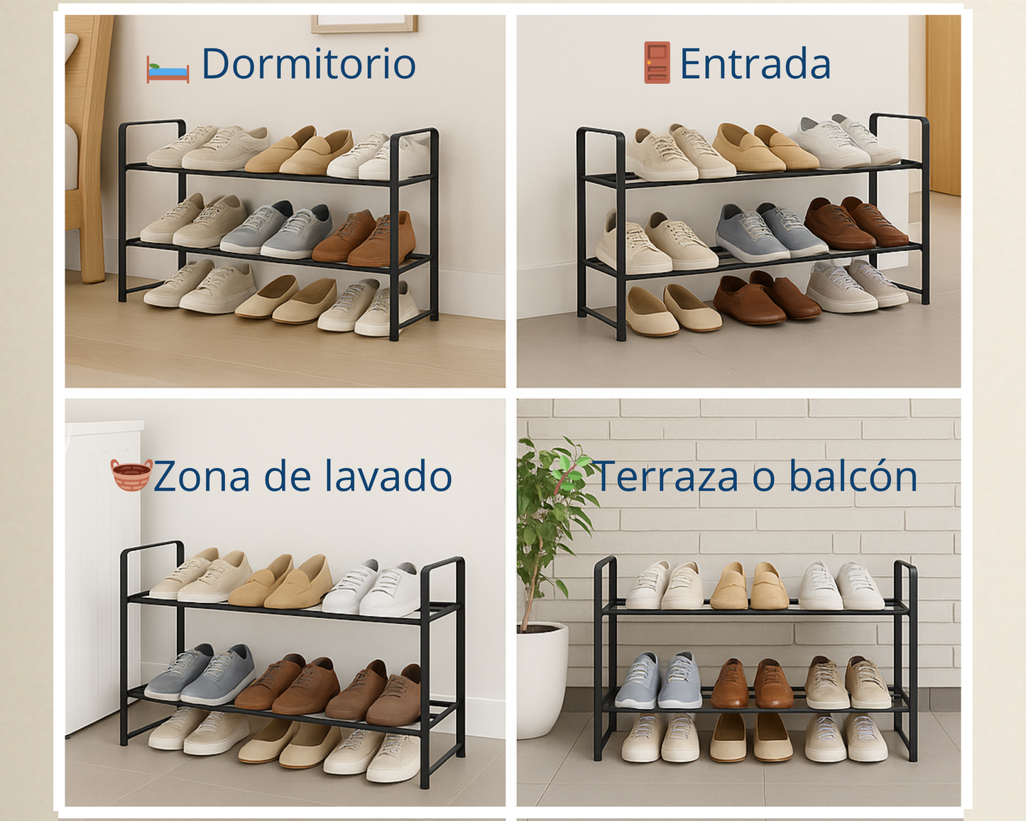 Zapatero Extensible de 2 Niveles ABB4US – Organizador de Zapatos Ajustable