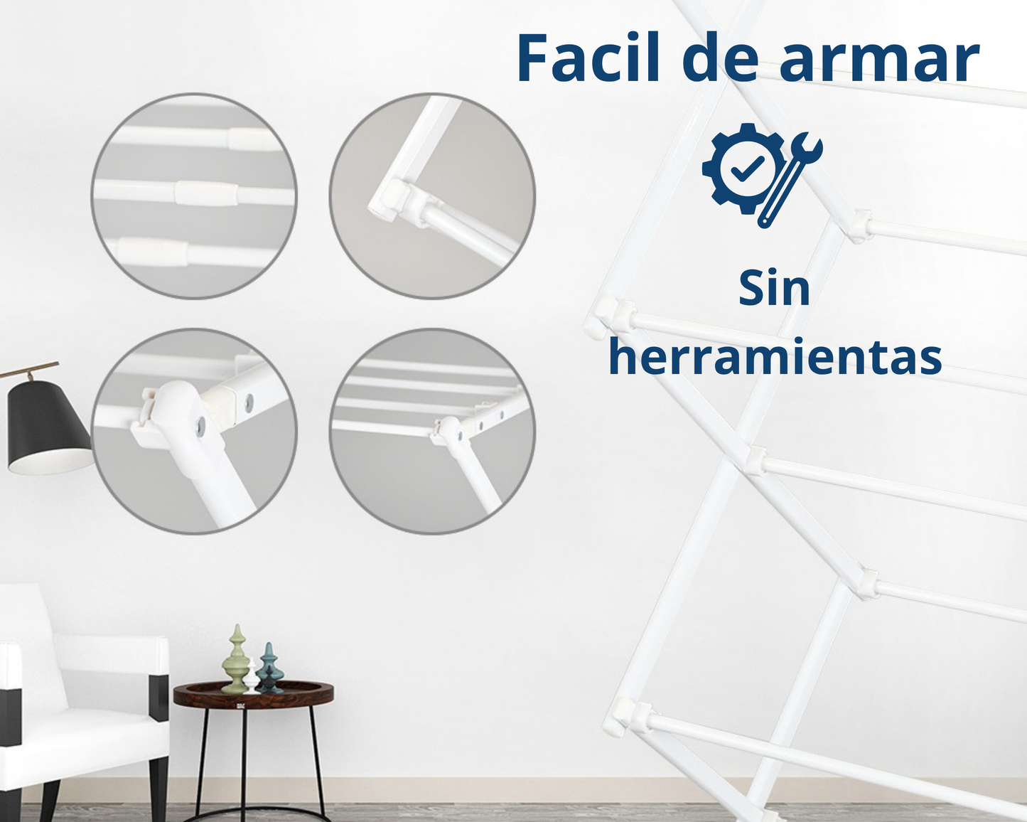 Tendedero Extensible y Plegable ABB4US con Brazos para Perchas