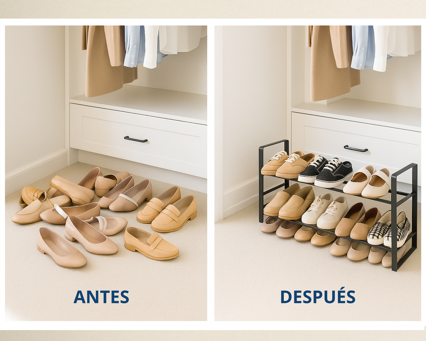 Zapatero Extensible de 2 Niveles ABB4US – Organizador de Zapatos Ajustable